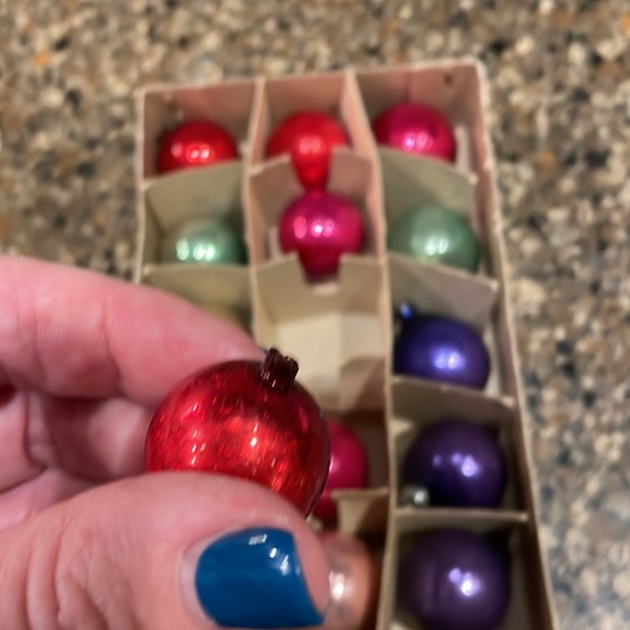 Vintage 1950's Japan Orig. Box Mini Mercury Glass Christmas Tree Ornament Balls - Picture 4 of 6